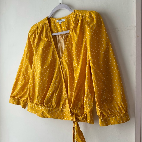 Madewell | Mustard Yellow Star Scatter Wrap Top - Picture 3 of 11